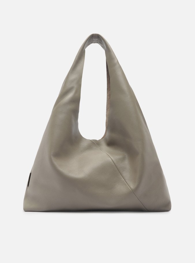 Bolsa Hobo Cinza Couro Grande Pouch