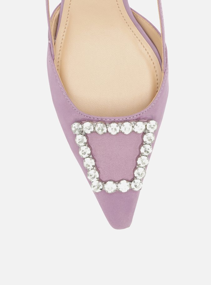 Scarpin Roxo Nobuck Bico Fino Slingback Emily