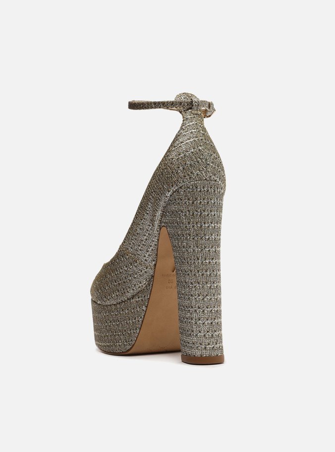 Scarpin Dourado Glam Meia Pata Bico Quadrado