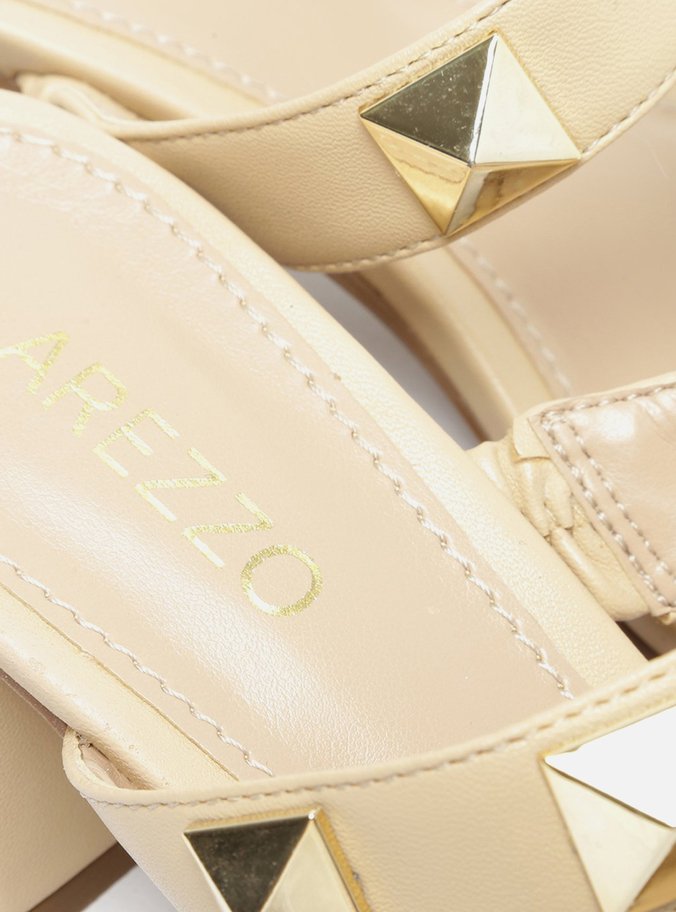 Mule Salto Bloco Branca Studs