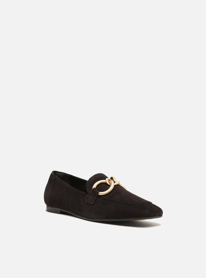 Mocassim Preto Nobuck Bico Quadrado Elos