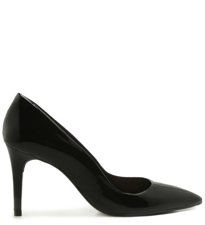 Scarpin Preto Verniz Salto Fino Bico Fino