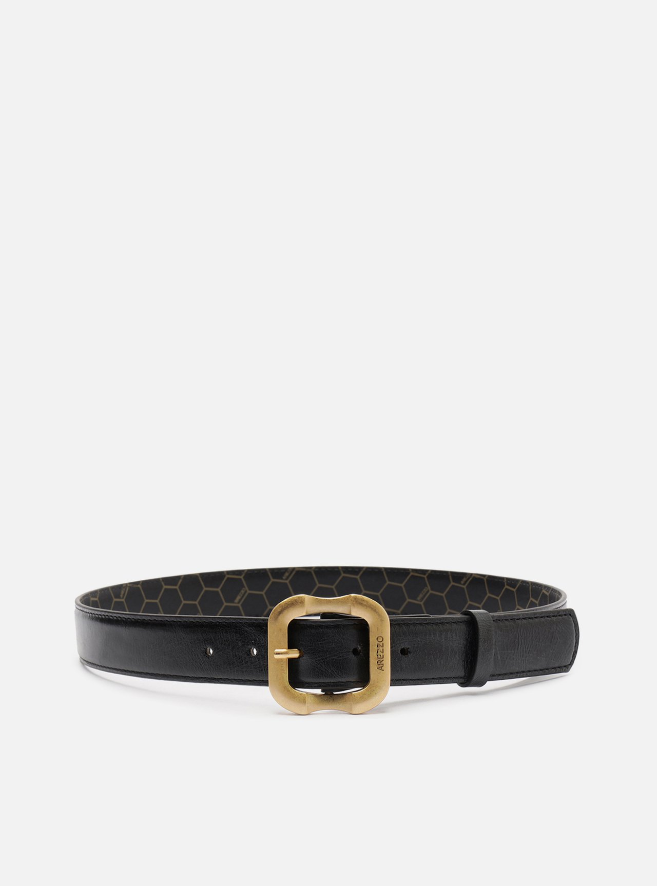 Cinto Preto Couro Worn Largo Fivela — foto 1