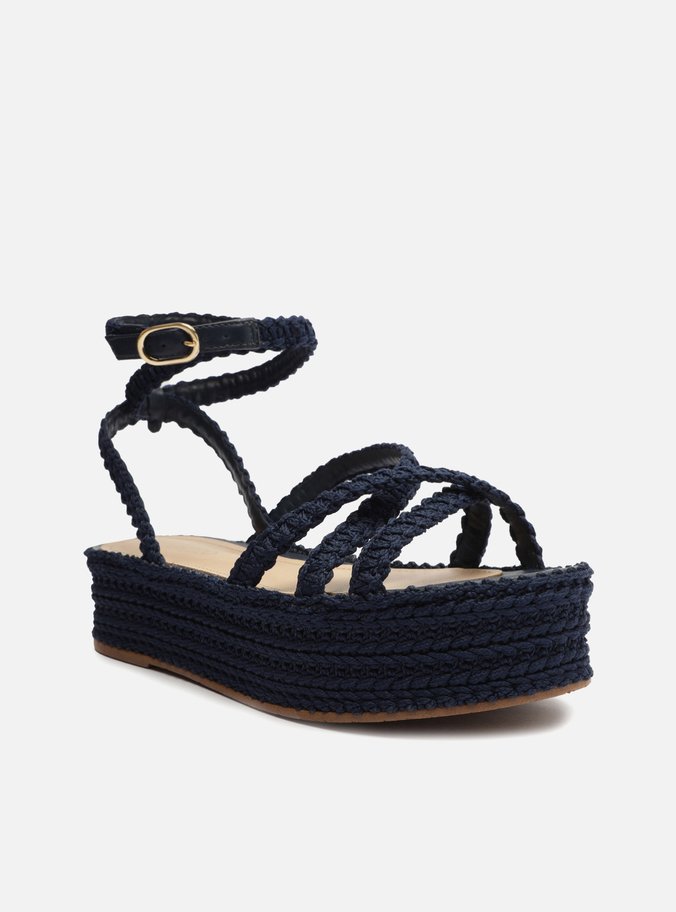 Sandália Marinho Flatform Tramada Tiras