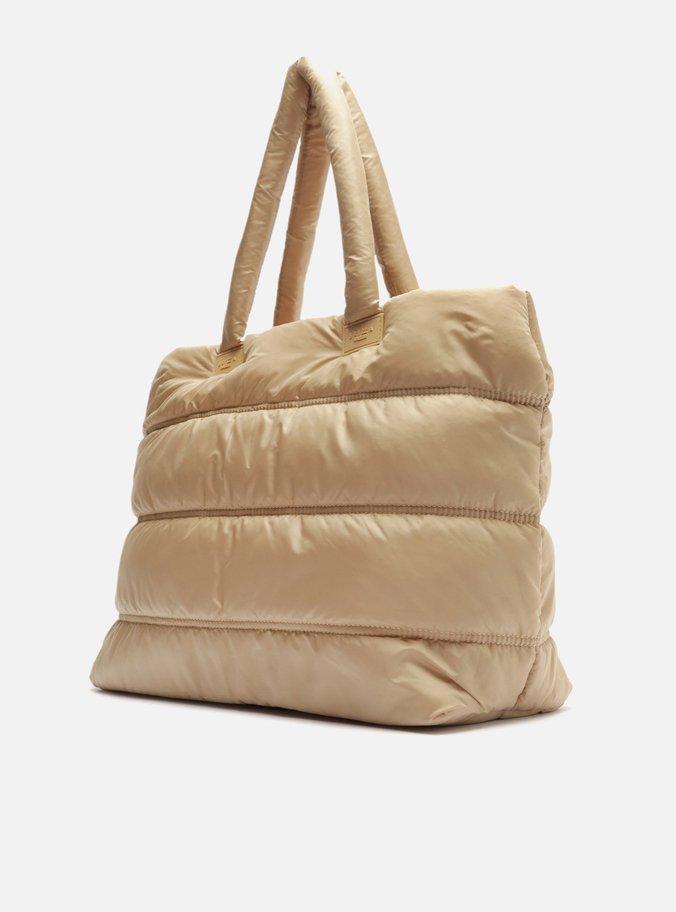 Bolsa Shopping Bege Puffer Nylon Sporty Grande