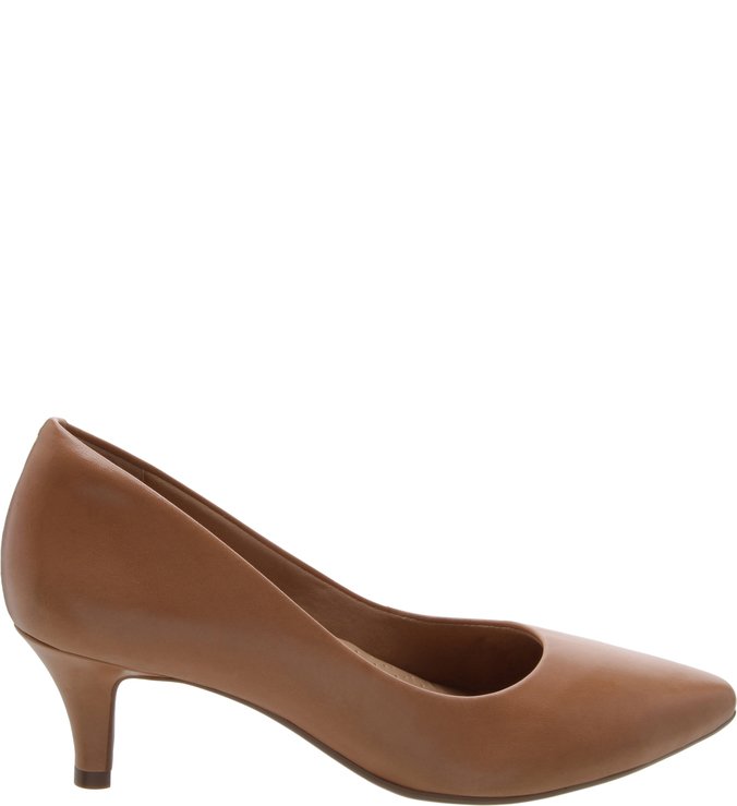 Scarpin Couro Soft Confort Salto Kitten Pale Nut