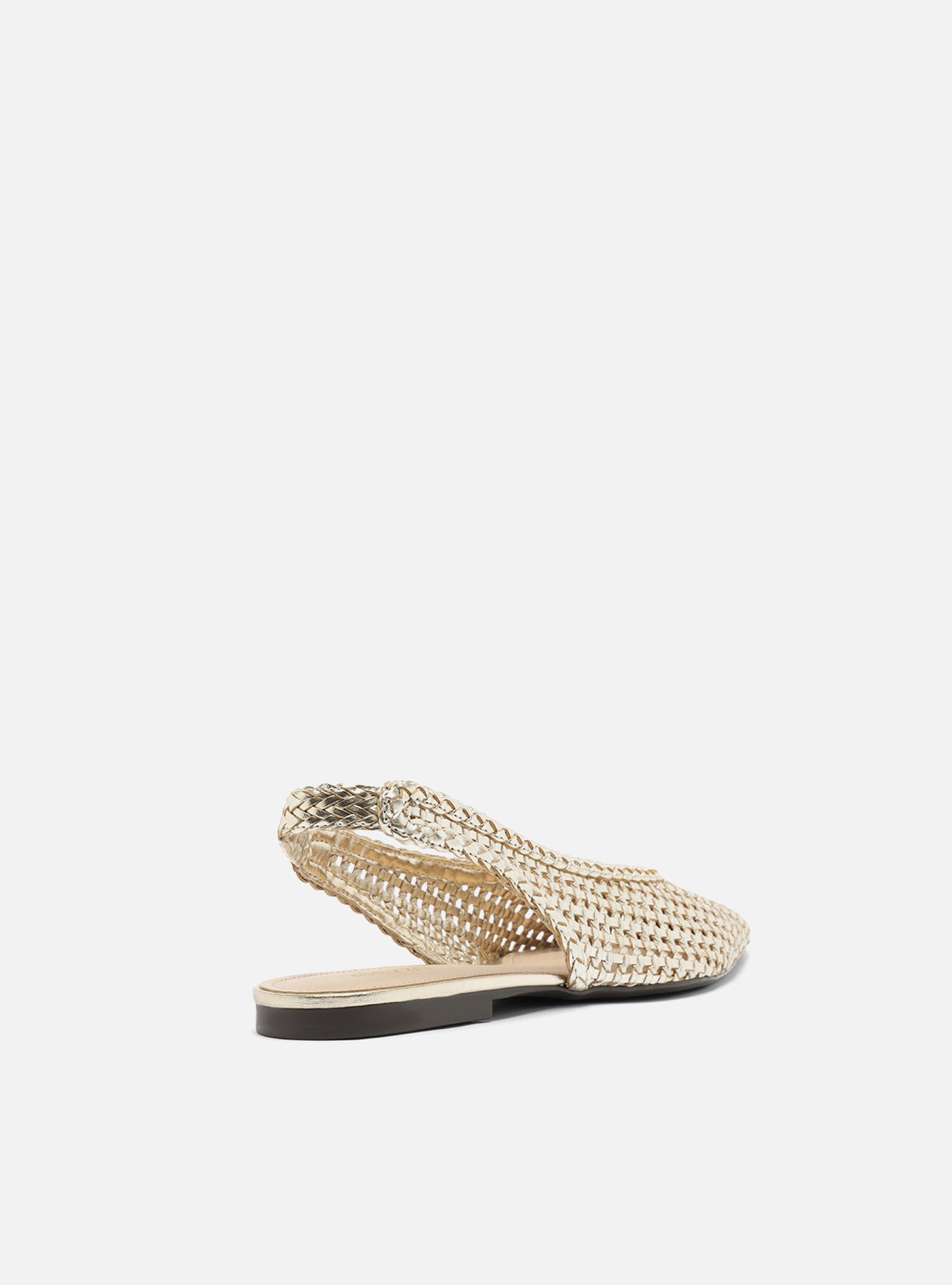 Sapatilha Dourada Tressê Bico Fino Slingback — foto 3