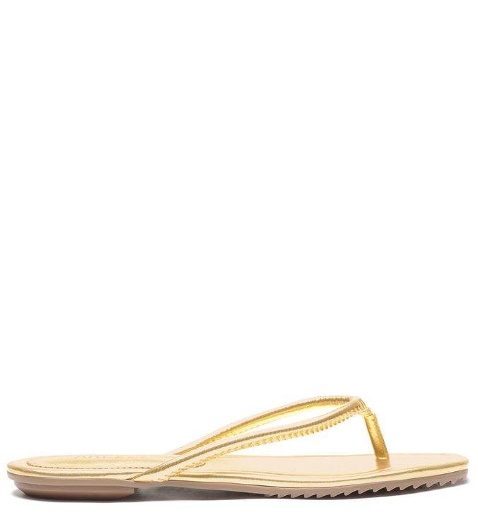Chinelo de Dedo Dourado Couro Geométrico