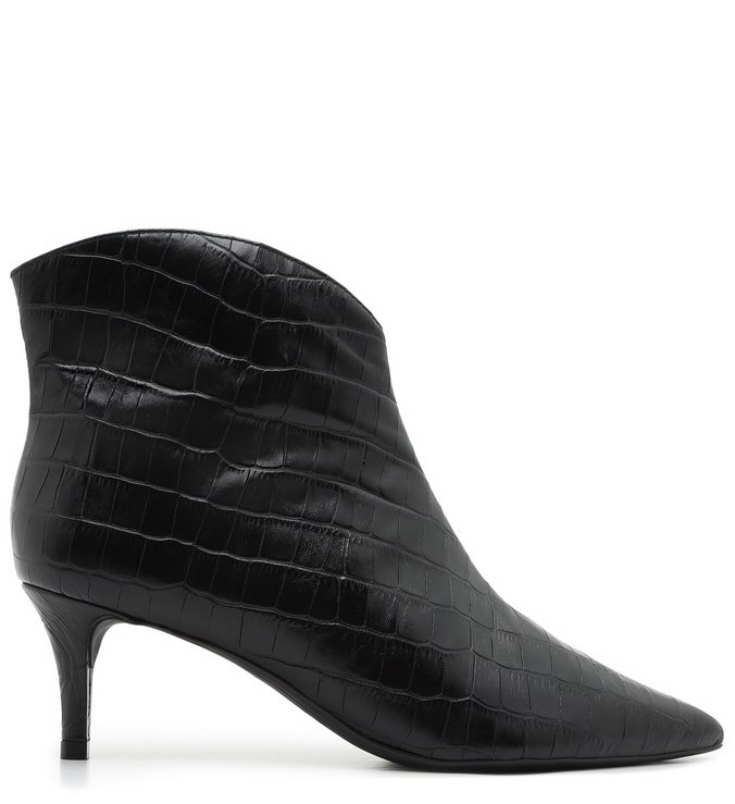 Bota Cano Curto Croco Salto Fino Preta