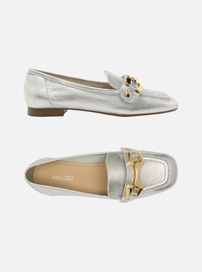 Loafer Prateado Couro Bridão Switch com Troca de Bridão