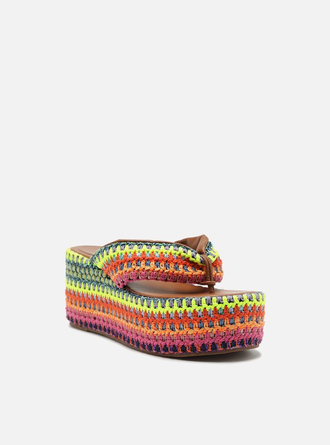 Sandália Colorida Crochê Plataforma Flip Flop