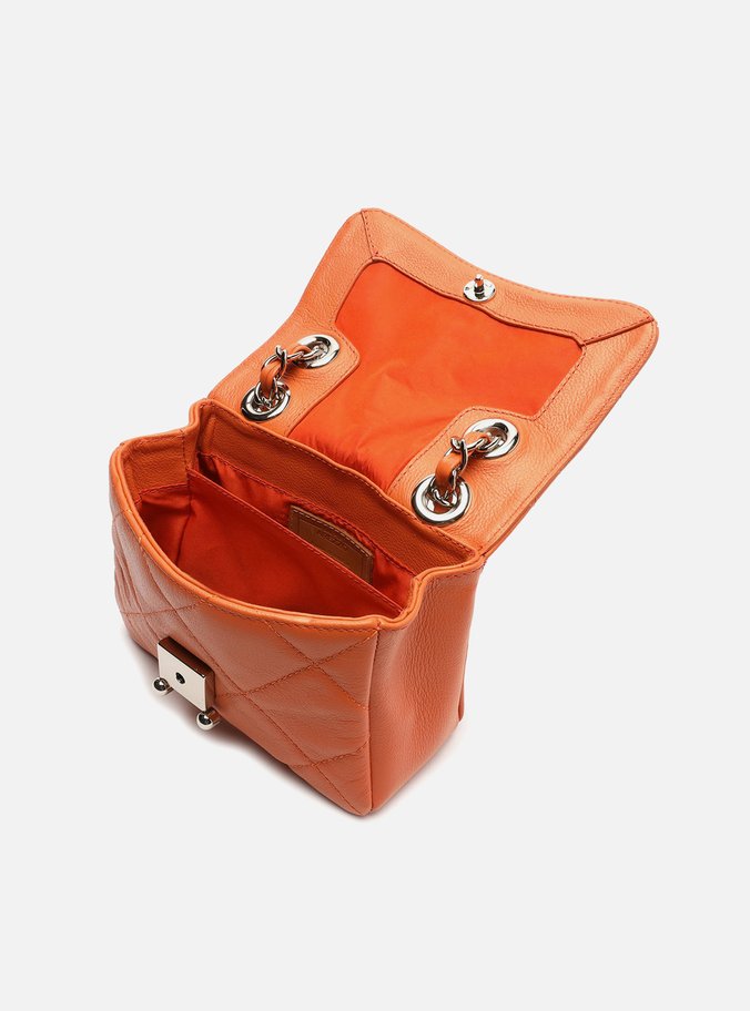 Bolsa Tiracolo Laranja Couro Mizz Pequena