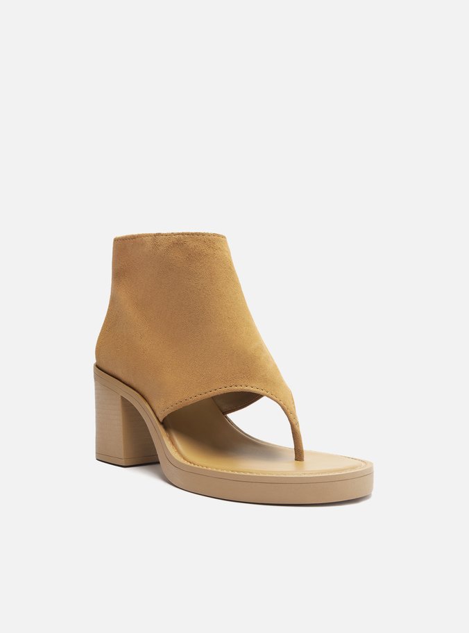 Sandal Boot Marrom Suede Salto Bloco
