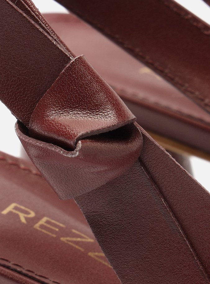 Scarpin Vermelho Couro Bloco Slingback Laço