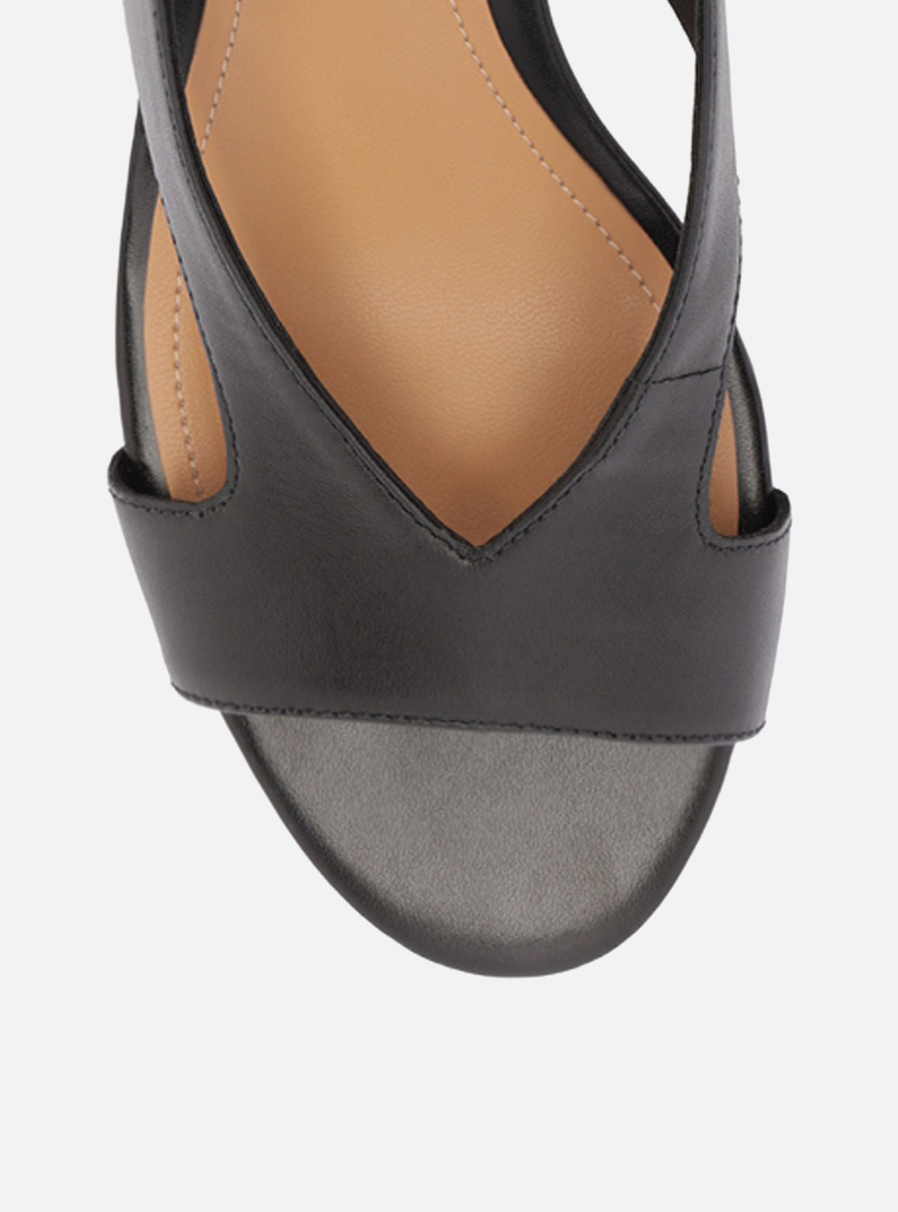 Sandália Preta Couro Salto Médio Slingback — foto 5