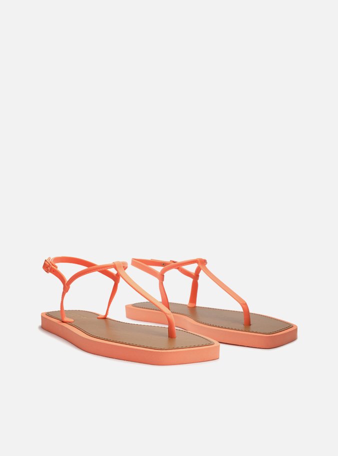 Sandália Rasteira Laranja Slim Square Brizza