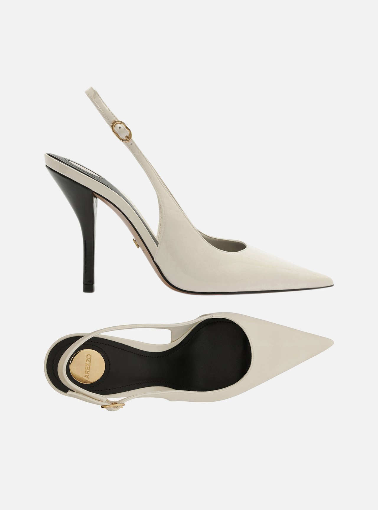 Scarpin Branco Salto Fino Fivela Slingback — foto 5