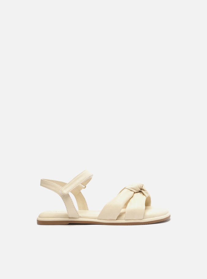 Sandália Rasteira Infantil Off-White Tiras Velcro