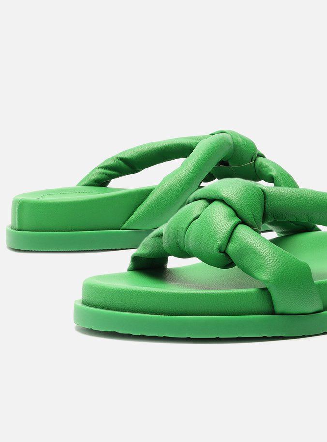 Rasteira Verde Tiras Bombadas Kim