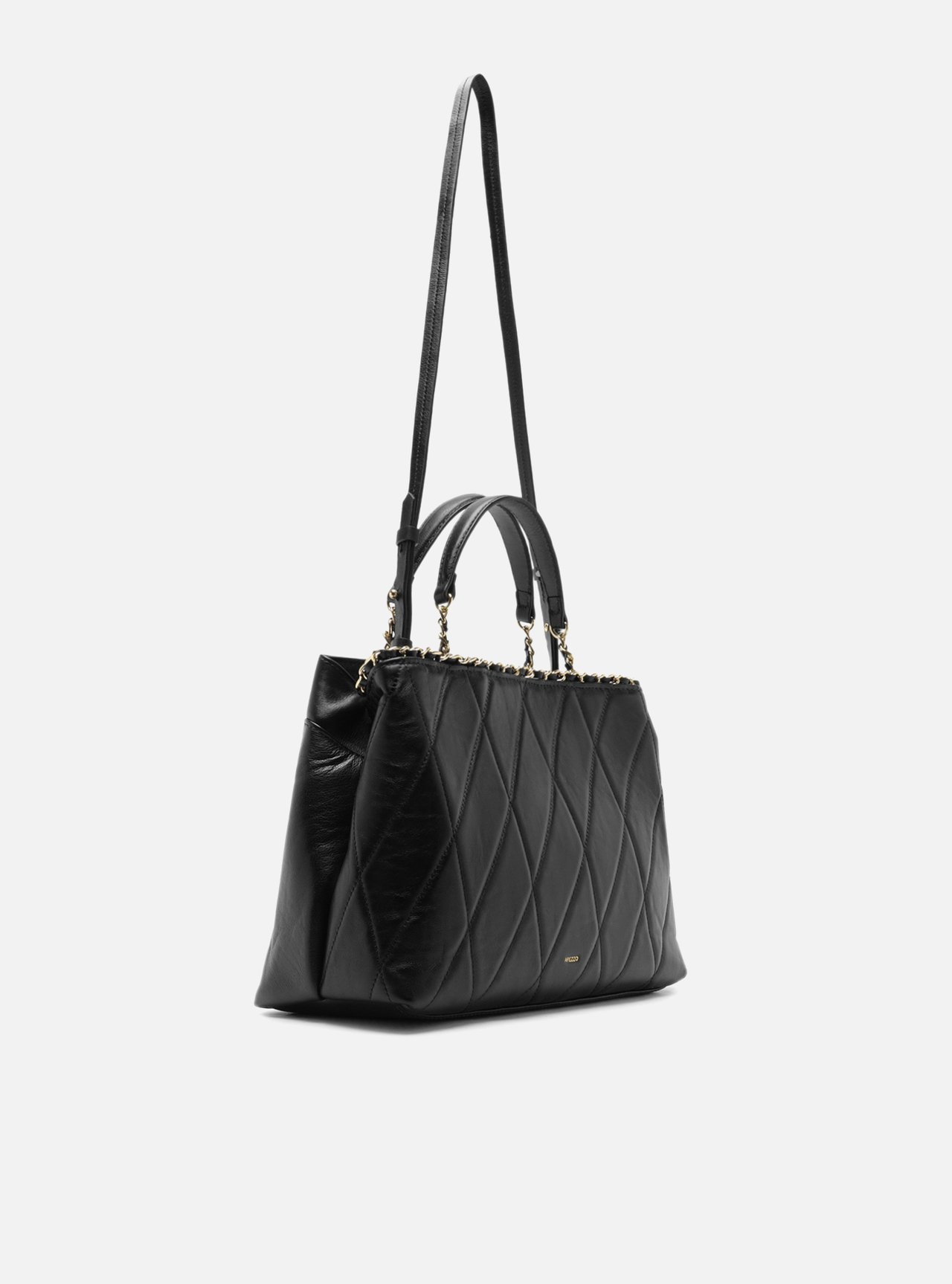 Bolsa Tote Preta Couro Grande Alça Corrente — foto 5