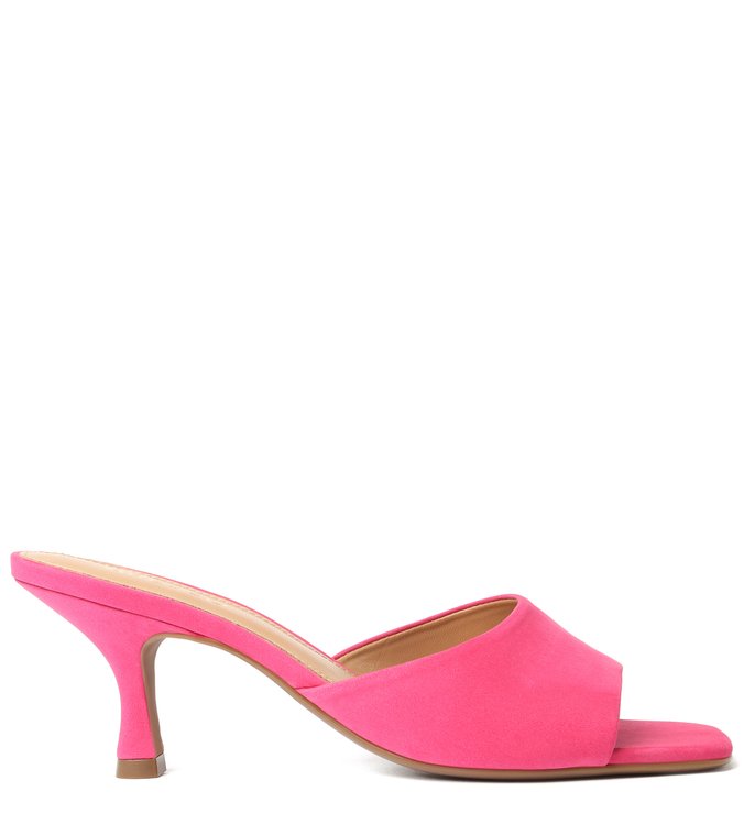 Mule Rosa Nobuck Bico Quadrado
