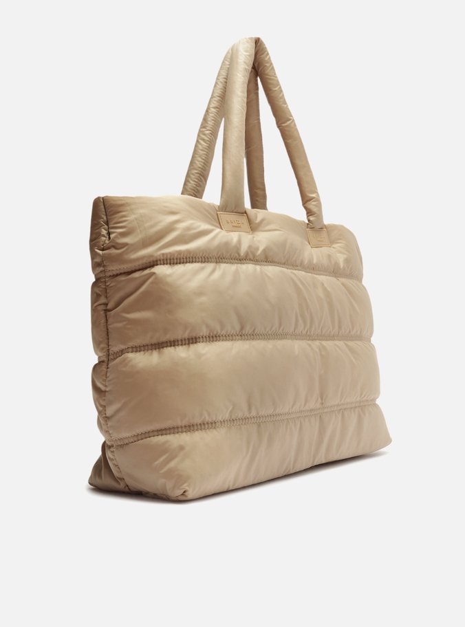 Bolsa Shopping Bege Puffer Nylon Sporty Grande