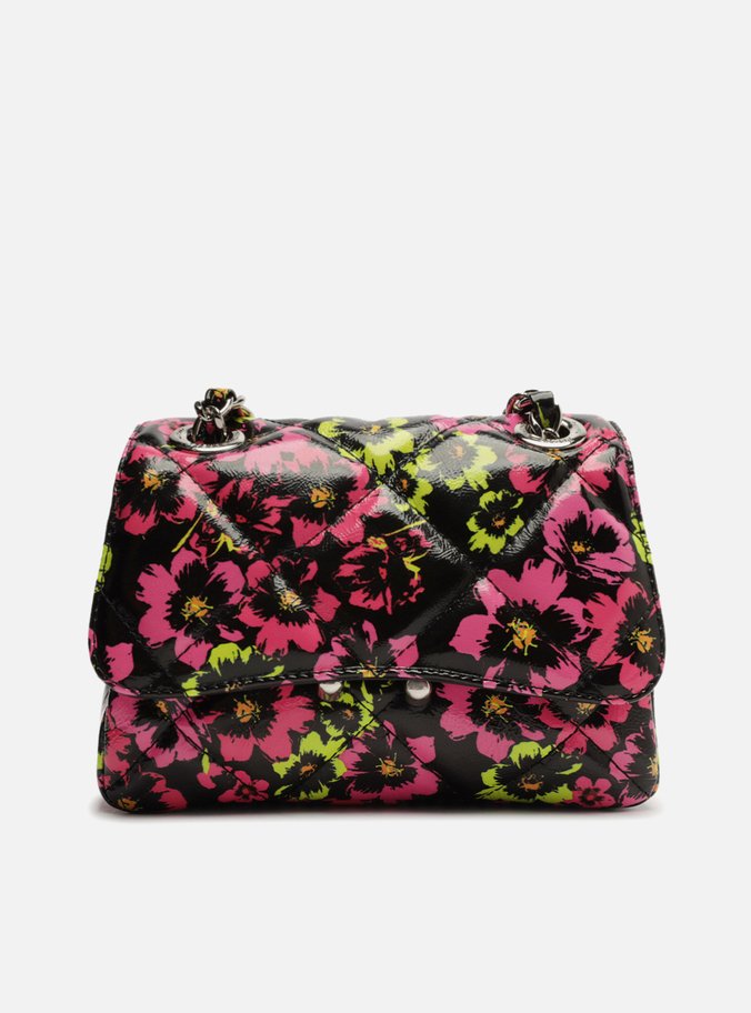 Bolsa Tiracolo Preta Couro Mizz Pequena Estampa