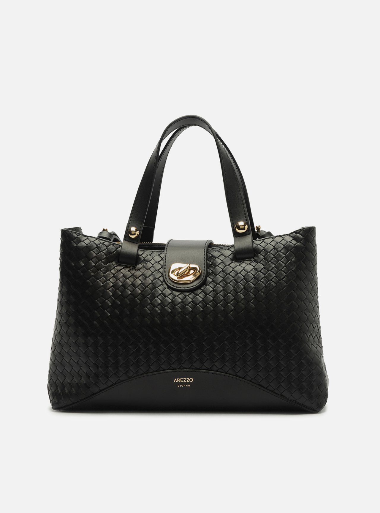 Bolsa Tote Preta Grande Tressê Metal Orgânico | Arezzo