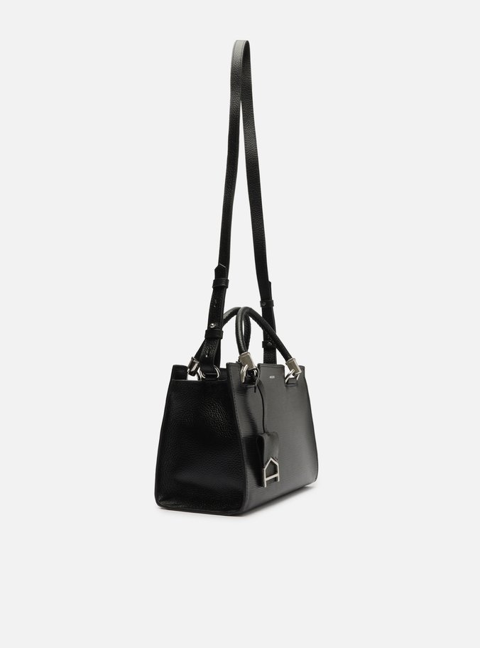 Bolsa Tote Preta Couro Abraccio Wave Média