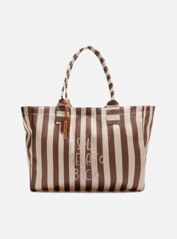 Bolsa Shopping Marrom Listrada Grande Brizza Bacio Di Latte