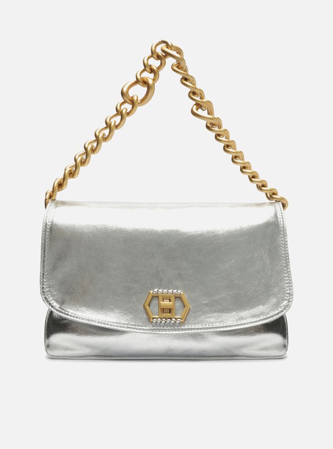 Bolsa Tiracolo Prata Couro Amélia Grande