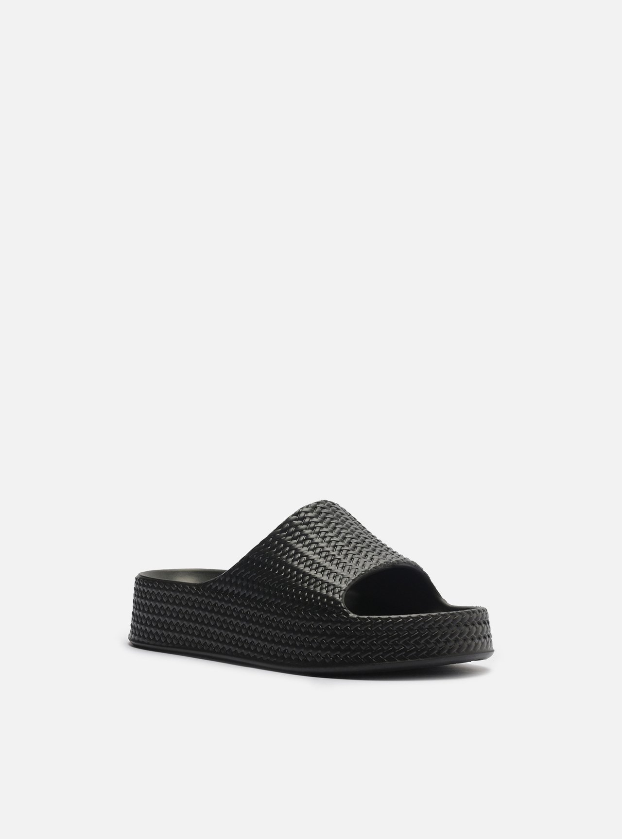 Slide Preto Tressê Flatform Tira — foto 2