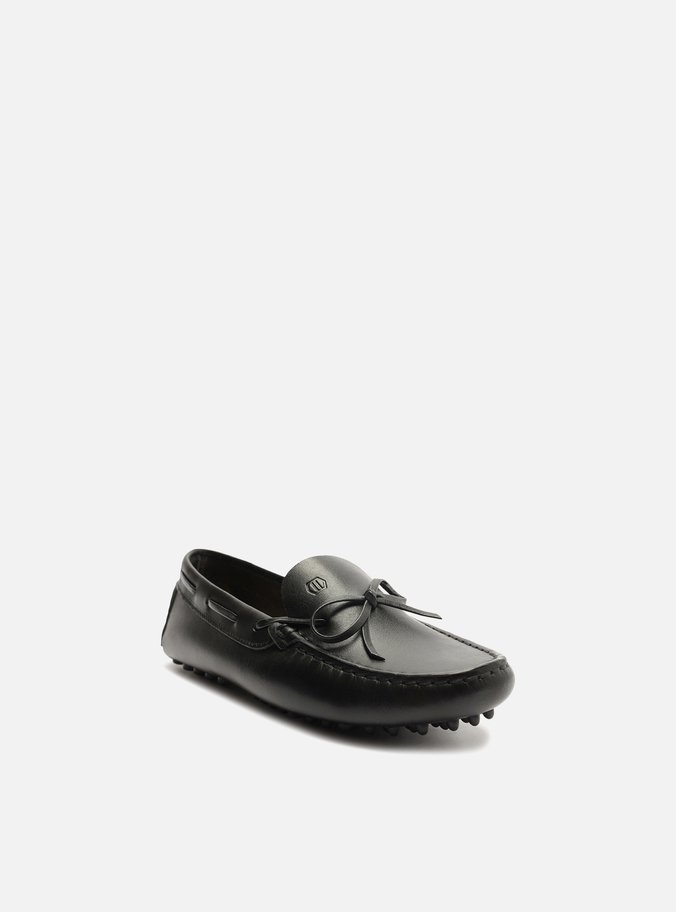 Mocassim Preto Couro Sola Emborrachada Retrô
