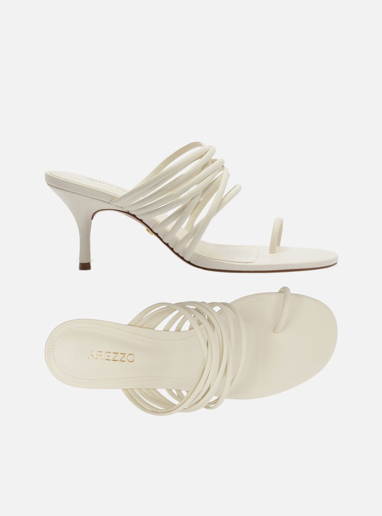 Sandália Off White Salto Fino Multi Tiras — foto 5