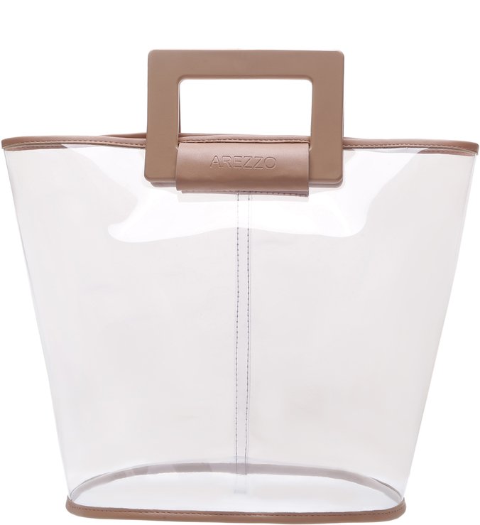 Bolsa Shopping Média Transparente e True Nude