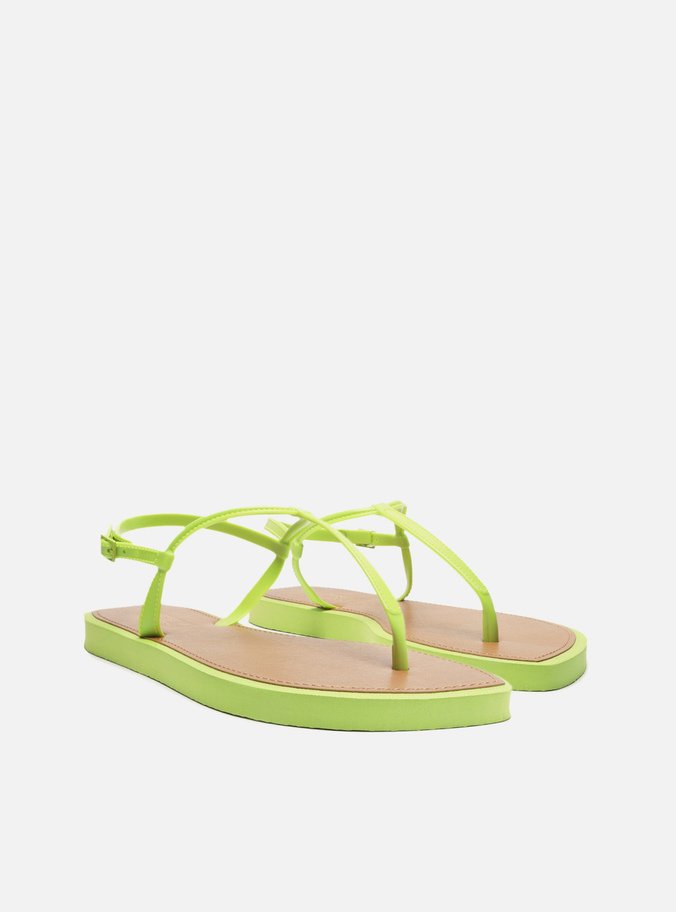 Sandália Rasteira Verde Lima Slim Leaf Thong