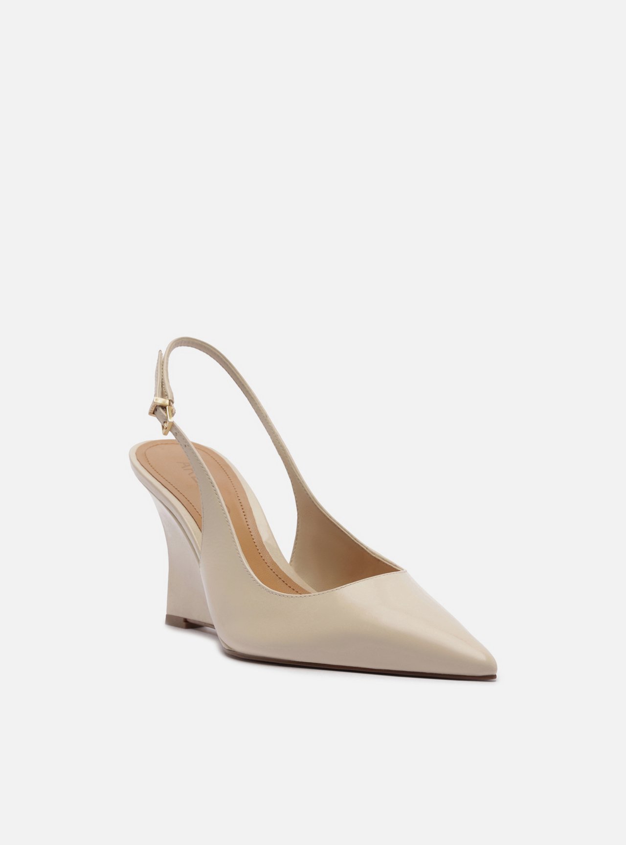 Scarpin Off White Couro Salto Alto Anabela Slingback — foto 2