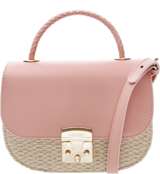 Bolsa Tiracolo Pequena Alice Bege e Cha Rose