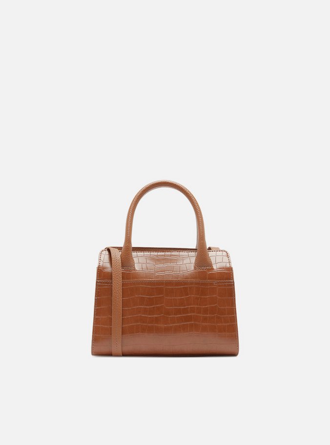 Bolsa Tote Marrom Croco Pequena