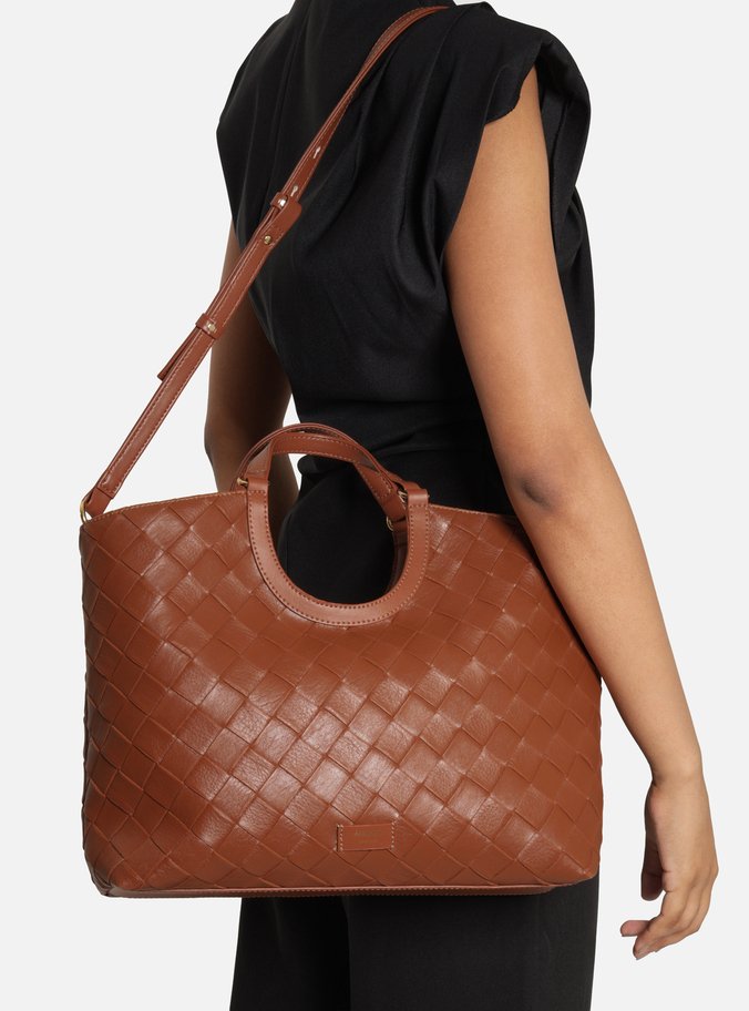 Bolsa Tote Marrom Grande Tressê
