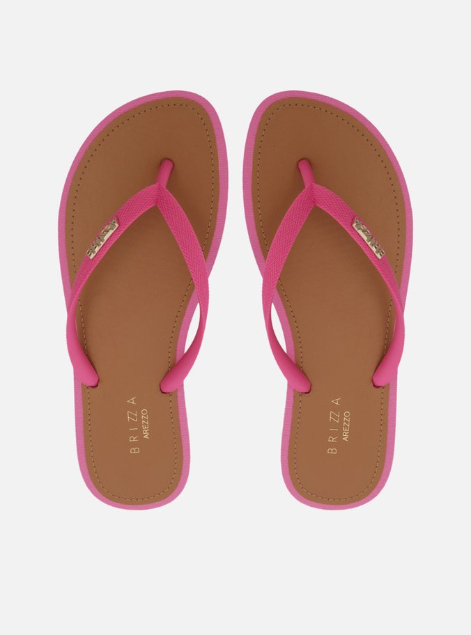 Chinelo de Dedo Tiras Rosa Palmilha Marrom