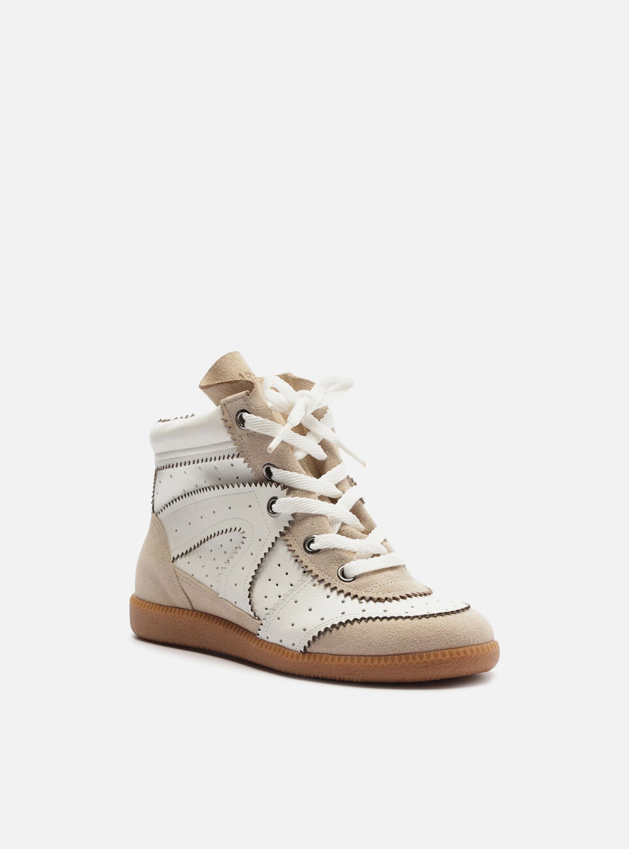 Tênis Sneaker Branco Couro Cano Médio Amarração — foto 3