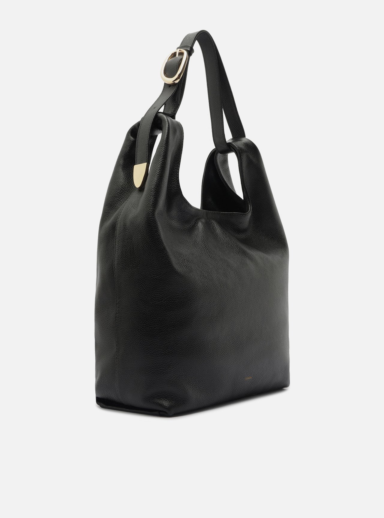 Bolsa Hobo Preta Couro Média — foto 5