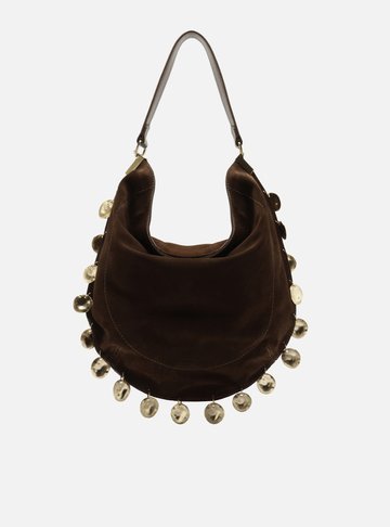 Arezzo — Bolsa Hobo Marrom Couro Grande Metais