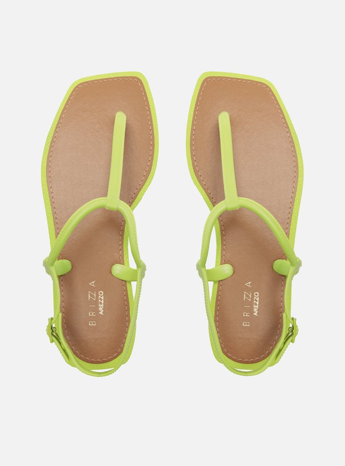 Sandália Rasteira Verde Lima Slim Square Brizza