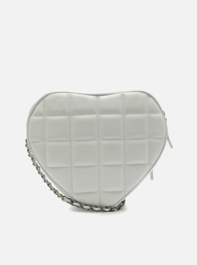 Bolsa Tiracolo Branca Couro Pequena Coração Bolso