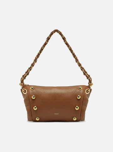 Bolsa Tiracolo Cúrcuma Couro Média Rebites Corrente