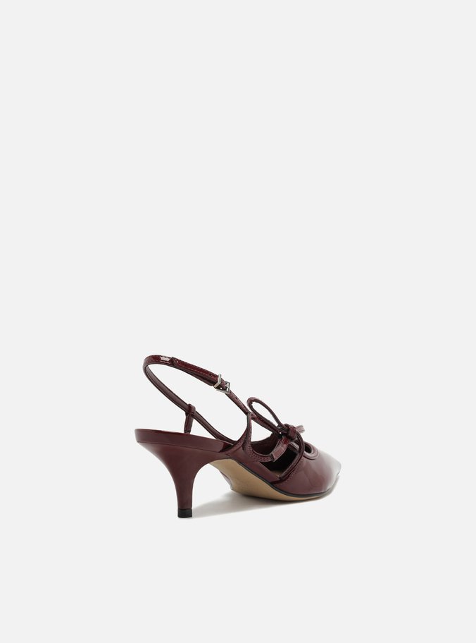 Scarpin Vermelho Salto Fino Slingback Laço