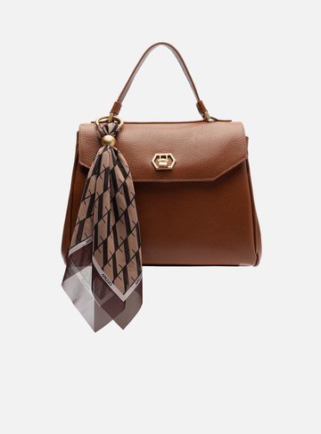 Bolsa Satchel Caramelo Couro Média Lenço