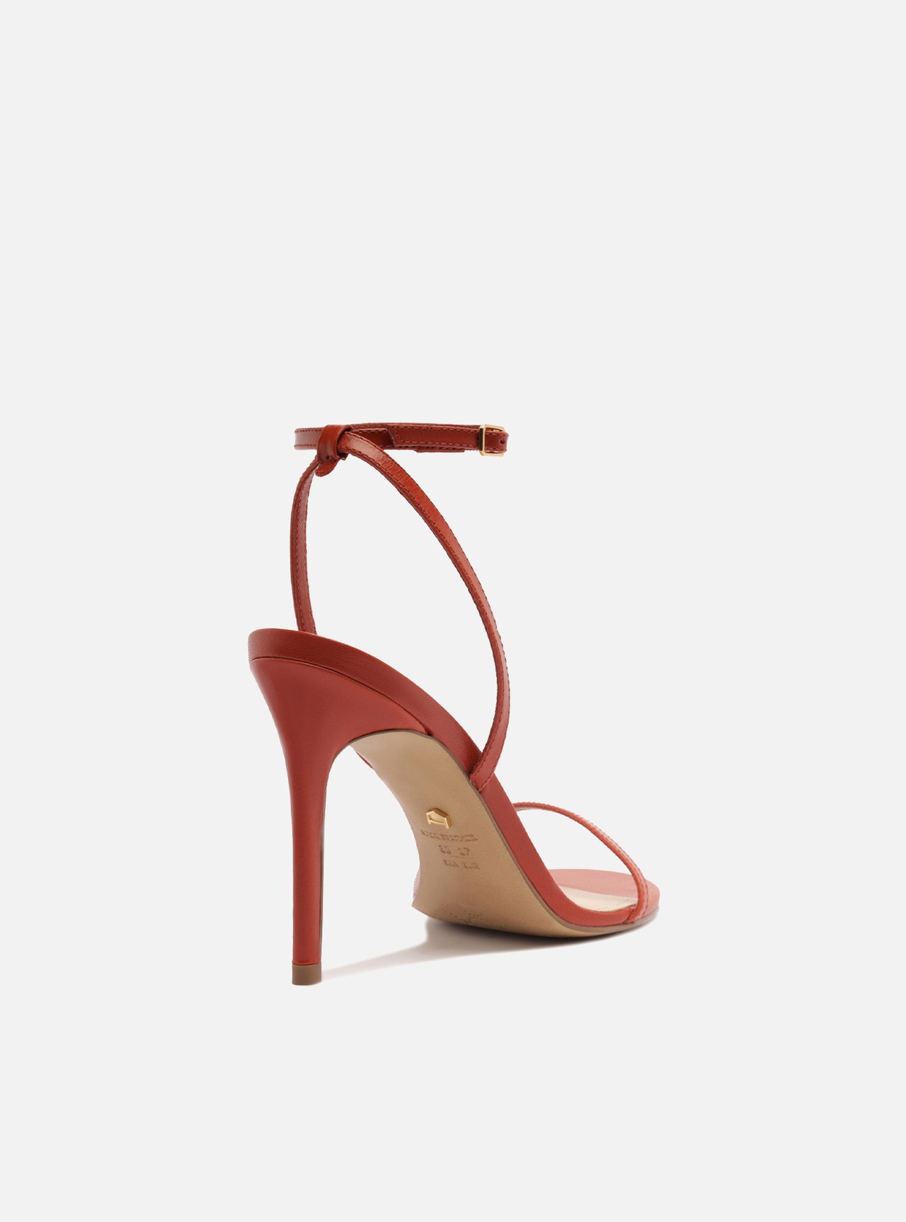 Sandália Marrom Salto Alto Fino Minimal — foto 3